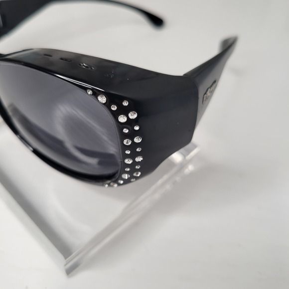 Piranha Black Sunglasses Rhinestone Embellished Women's Fashion Eyewear 50s Vibe - Picture 2 of 8